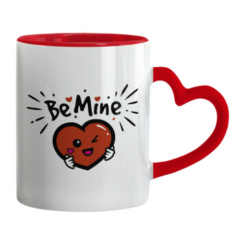 Be mine!, Κούπα καρδιά χερούλι κόκκινη, κεραμική, 330ml