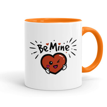 Be mine!, Κούπα χρωματιστή πορτοκαλί, κεραμική, 330ml