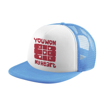 Τρίλιζα you won my heart, Child's Soft Trucker Hat with Blue/White Mesh (POLYESTER, CHILD, ONE SIZE)