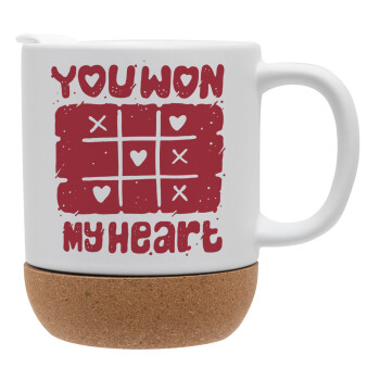 Τρίλιζα you won my heart, Ceramic coffee mug Cork (MAT), 330ml (1pcs)