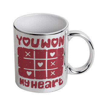 Τρίλιζα you won my heart, Mug ceramic, silver mirror, 330ml