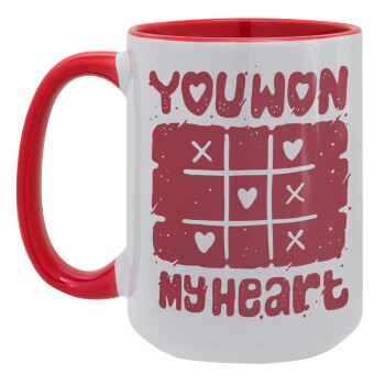 Τρίλιζα you won my heart, Κούπα Mega 15oz, κεραμική Κόκκινη, 450ml