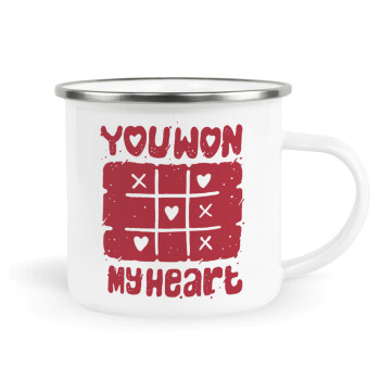 Τρίλιζα you won my heart, Metallic enamel cup white 360ml