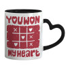 Mug heart black handle, ceramic, 330ml