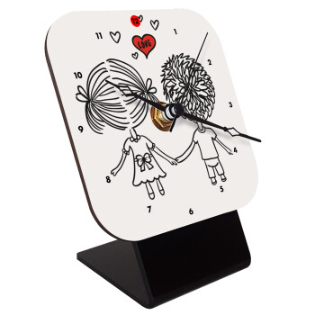 Hold my hand for ever, Quartz Wooden table clock with hands (10cm)