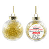 Transparent Christmas tree ball ornament with gold filling 8cm