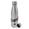 Metallic water bottle, stainless steel, 750ml