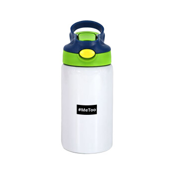 #meToo, Children's hot water bottle, stainless steel, with safety straw, green, blue (350ml)