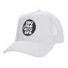 Structured Trucker Adult Hat, with Mesh, WHITE (100% COTTON, ADULT, UNISEX, ONE SIZE)