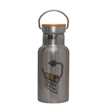 Page not found programmer toilet paper, Stainless steel metallic thermos flask, silver with a bamboo lid, double-walled, 350ml.