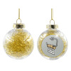 Transparent Christmas tree ball ornament with gold filling 8cm