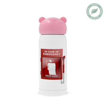 In case of emergency break the glass!, Pink stainless steel thermal flask, 320ml