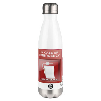 In case of emergency break the glass!, Metal mug thermos White (Stainless steel), double wall, 500ml