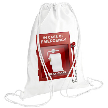 In case of emergency break the glass!, Backpack pouch GYMBAG white (28x40cm)