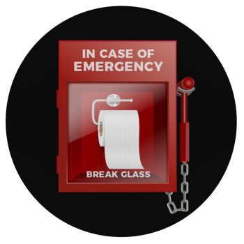 In case of emergency break the glass!, Mousepad Round 20cm