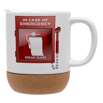 In case of emergency break the glass!, Ceramic coffee mug Cork (MAT), 330ml (1pcs)