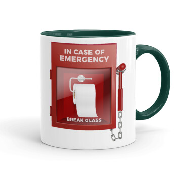 In case of emergency break the glass!, Κούπα χρωματιστή πράσινη, κεραμική, 330ml