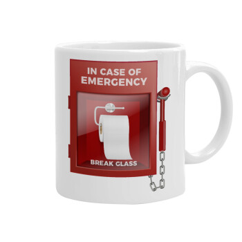 In case of emergency break the glass!, Ceramic coffee mug, 330ml (1pcs)