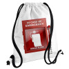 Backpack pouch GYMBAG white, with pocket (40x48cm) & thick cords