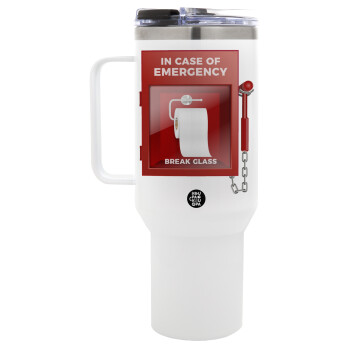 In case of emergency break the glass!, Mega Stainless steel Tumbler with lid, double wall 1,2L
