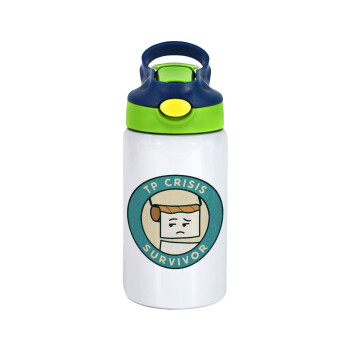 TP Crisis Survivor, Children's hot water bottle, stainless steel, with safety straw, green, blue (350ml)