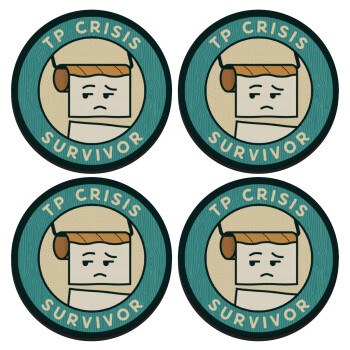 TP Crisis Survivor, SET of 4 round wooden coasters (9cm)