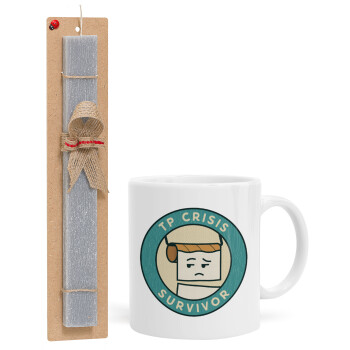 TP Crisis Survivor, Easter Set, Ceramic Cup (330ml) & Easter aromatic flat candle (30cm) (GRAY)