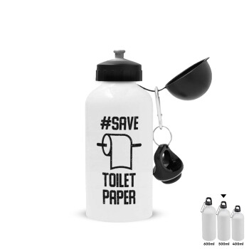 Save toilet Paper, Μεταλλικό παγούρι νερού, Λευκό, αλουμινίου 500ml