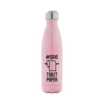 Save toilet Paper, Metal mug thermos Pink Iridiscent (Stainless steel), double wall, 500ml