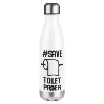 Save toilet Paper, Metal mug thermos White (Stainless steel), double wall, 500ml