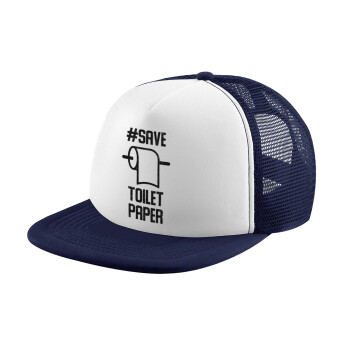 Save toilet Paper, Καπέλο Ενηλίκων Soft Trucker με Δίχτυ Dark Blue/White (POLYESTER, ΕΝΗΛΙΚΩΝ, UNISEX, ONE SIZE)