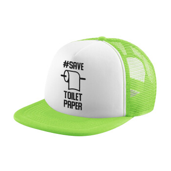 Save toilet Paper, Adult Soft Trucker Hat with Mesh GREEN/WHITE (POLYESTER, ADULT, ONE SIZE)