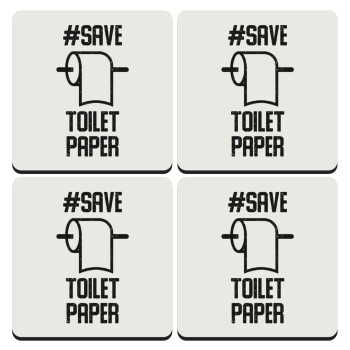 Save toilet Paper, ΣΕΤ 4 Σουβέρ ξύλινα τετράγωνα (9cm)
