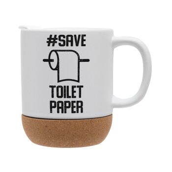 Save toilet Paper, Κούπα, κεραμική με βάση φελού και καπάκι (ΜΑΤ), 330ml (1 τεμάχιο)