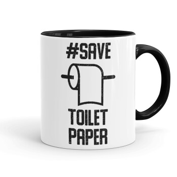 Save toilet Paper, Mug colored black, ceramic, 330ml
