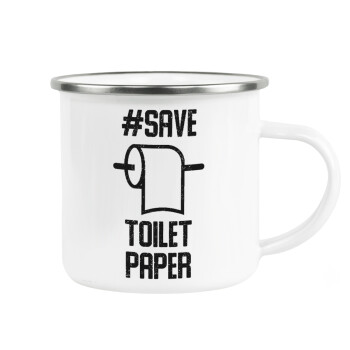 Save toilet Paper, Metallic enamel cup white 360ml