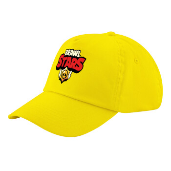 Brawl Stars, Child's Baseball Cap, 100% Cotton Twill, Yellow (COTTON, CHILD, UNISEX, ONE SIZE)