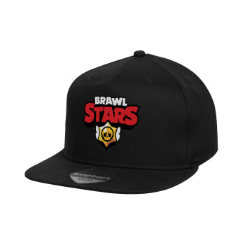 Brawl Stars, Children's Flat Snapback Hat, Black (100% COTTON, CHILD, UNISEX, ONE SIZE)