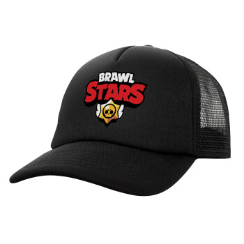 Brawl Stars, Καπέλο Ενηλίκων Soft Trucker με Δίχτυ Μαύρο (POLYESTER, ΕΝΗΛΙΚΩΝ, UNISEX, ONE SIZE)
