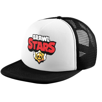 Brawl Stars, Καπέλο παιδικό Soft Trucker με Δίχτυ ΜΑΥΡΟ/ΛΕΥΚΟ (POLYESTER, ΠΑΙΔΙΚΟ, ONE SIZE)