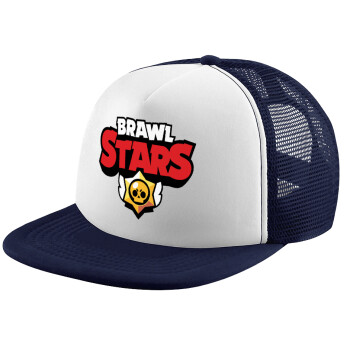 Brawl Stars, Children's Soft Trucker Cap with Dark Blue/White Mesh (POLYESTER, CHILDREN, ONE SIZE)