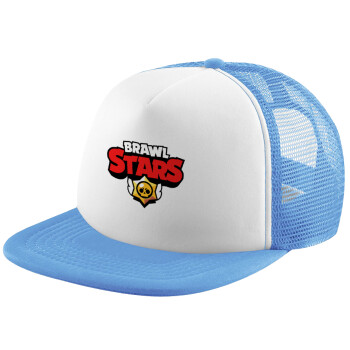 Brawl Stars, Child's Soft Trucker Hat with Blue/White Mesh (POLYESTER, CHILD, ONE SIZE)