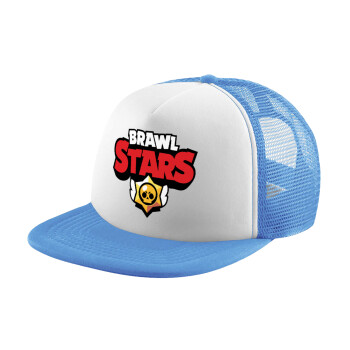 Brawl Stars, Child's Soft Trucker Hat with Blue/White Mesh (POLYESTER, CHILD, ONE SIZE)