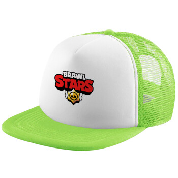 Brawl Stars, Adult Soft Trucker Hat with Mesh GREEN/WHITE (POLYESTER, ADULT, ONE SIZE)