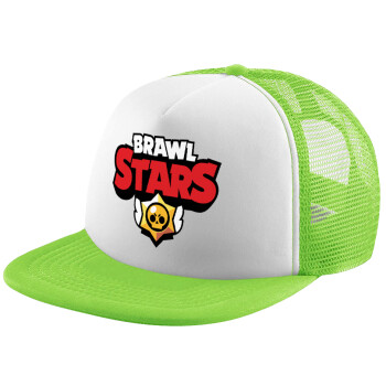 Brawl Stars, Καπέλο παιδικό Soft Trucker με Δίχτυ ΠΡΑΣΙΝΟ/ΛΕΥΚΟ (POLYESTER, ΠΑΙΔΙΚΟ, ONE SIZE)