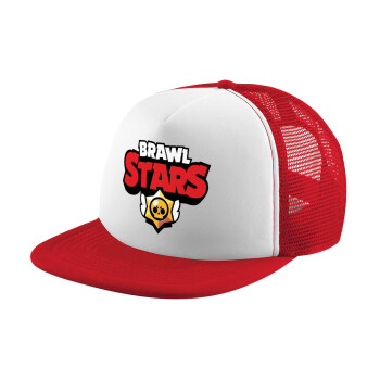 Brawl Stars, Adult Soft Trucker Hat with Red/White Mesh (POLYESTER, ADULT, UNISEX, ONE SIZE)