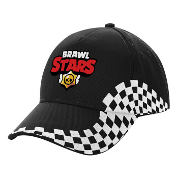 Brawl Stars, Adult Ultimate BLACK RACING Cap, (100% COTTON DRILL, ADULT, UNISEX, ONE SIZE)