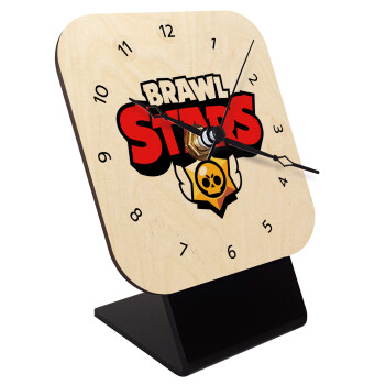 Brawl Stars, Quartz Table clock in natural wood (10cm)