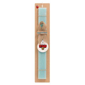 Brawl Stars, Easter Set, wooden keychain & aromatic flat Easter candle (30cm) (TURQUOISE)