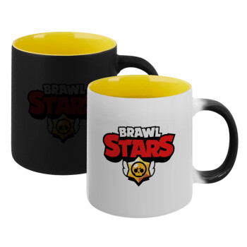 Brawl Stars, Κούπα Μαγική εσωτερικό κίτρινη, κεραμική 330ml που αλλάζει χρώμα με το ζεστό ρόφημα (1 τεμάχιο)